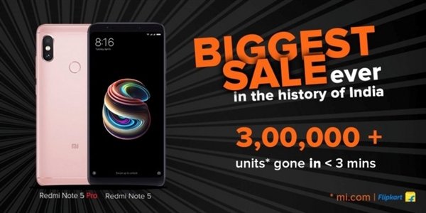 红米Note 5 Pro印度首发 创销售记录三分钟抢购一空